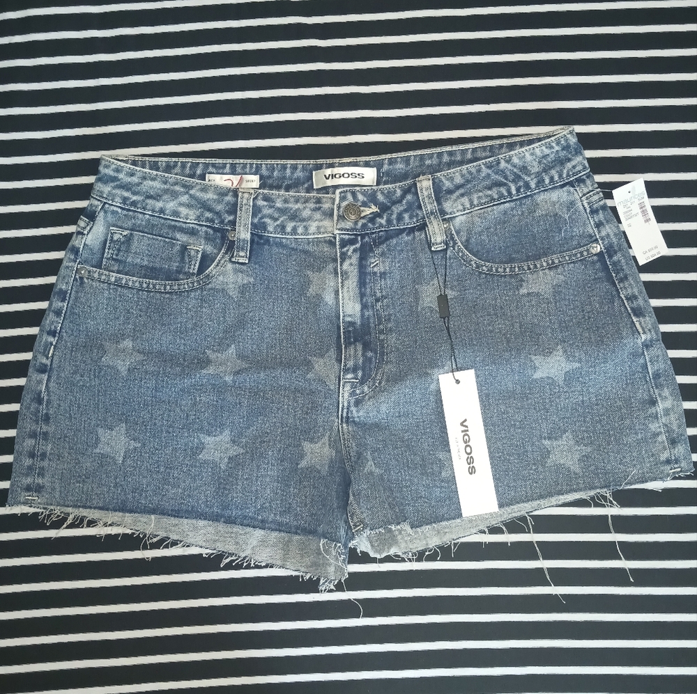 Vigoss star print denim shorts size 32 (14)